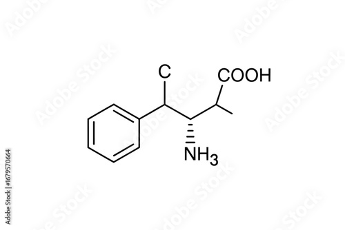 Phenylalanine amino acid molecule illustration representing biological process chemical structure organic chemistry model and fundamental biochemical processes of living organisms on white background