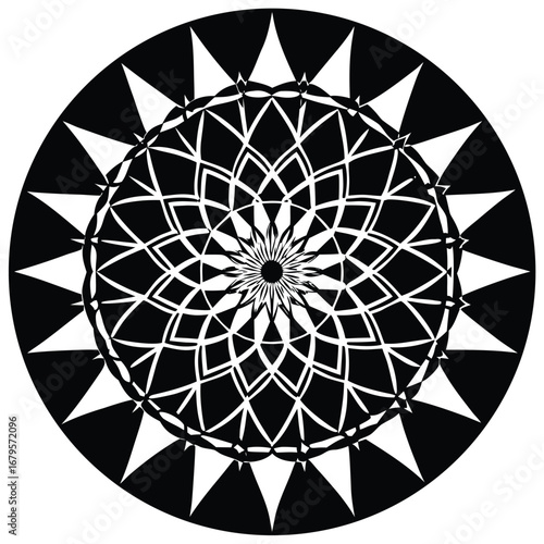 Modern abstract circle silhouette icon set with geometric patterns and color variations