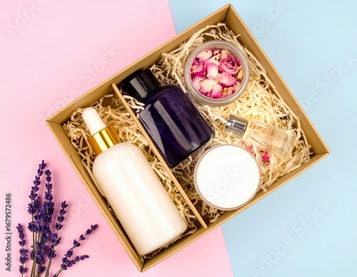 Luxurious Skincare Gift Box with Lavender and Rose Petals
