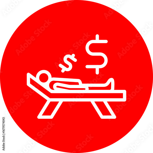 Passive Income Vector Line White Circle Red Icon Design