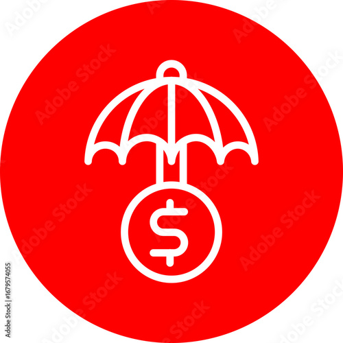 Financial Insurance Vector Line White Circle Red Icon Design