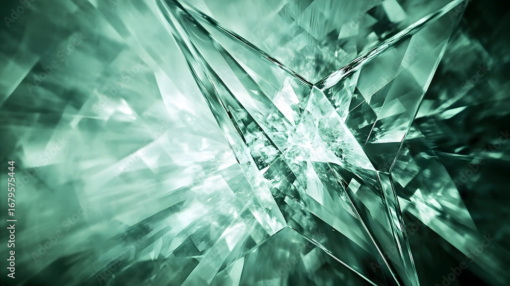 Obraz premium Abstract Emerald Crystal Gemstone Facets Background