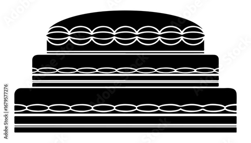 Elegant black and white three tiered cake silhouette