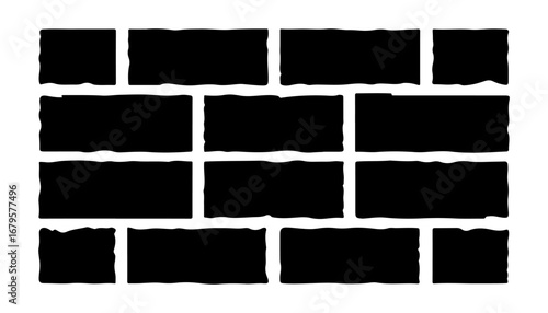 Rough edged black brick wall pattern