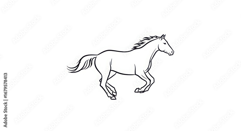 Obraz premium Graceful line drawing of a galloping horse capturing movement and spirit in simple artistic detail