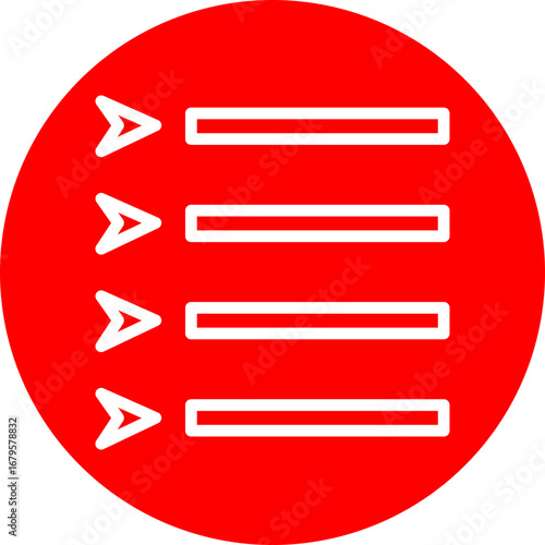 Bullet Vector Line White Circle Red Icon Design
