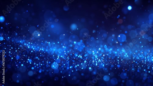 AI generated video blue sparkle background cinematic glowing particles festive energy bokeh. AI generated video looping blue sparkle background abstract particles magical winter new year.