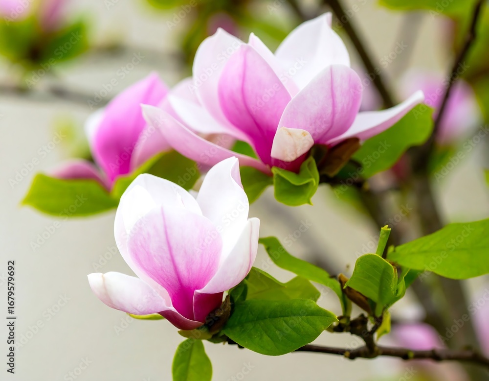 Fototapeta premium Delicate pink magnolia blossoms