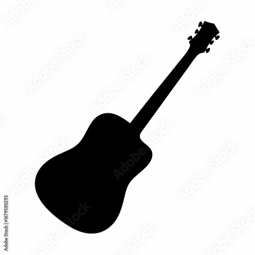Silhouette of an acoustic guitar on a white background, simple graphic style