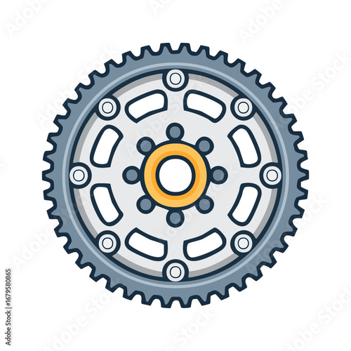 Motorcycle Engine Gear Flat Vector Icon, Clean Line Minimalist Design