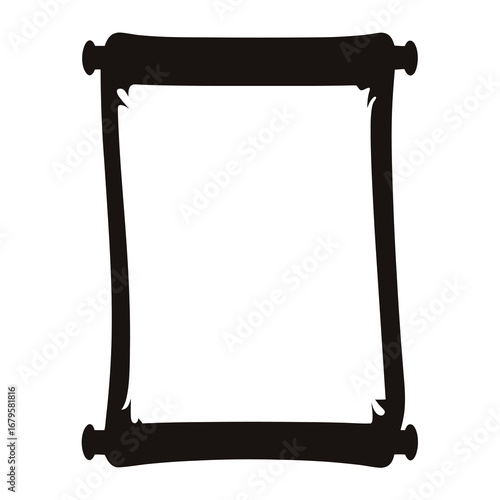 Isolated black silhouette of a classic scroll on a white background