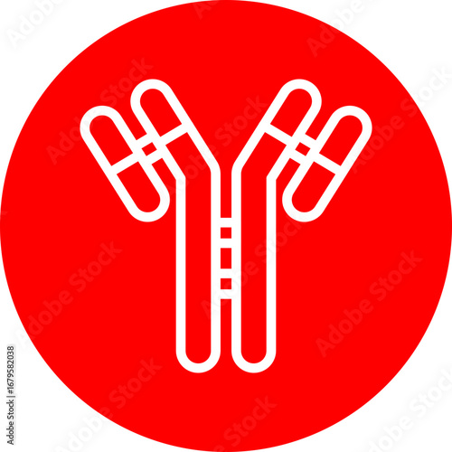 Antibody Vector Line White Circle Red Icon Design