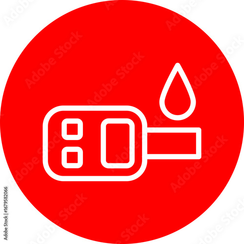 Diabetes Vector Line White Circle Red Icon Design
