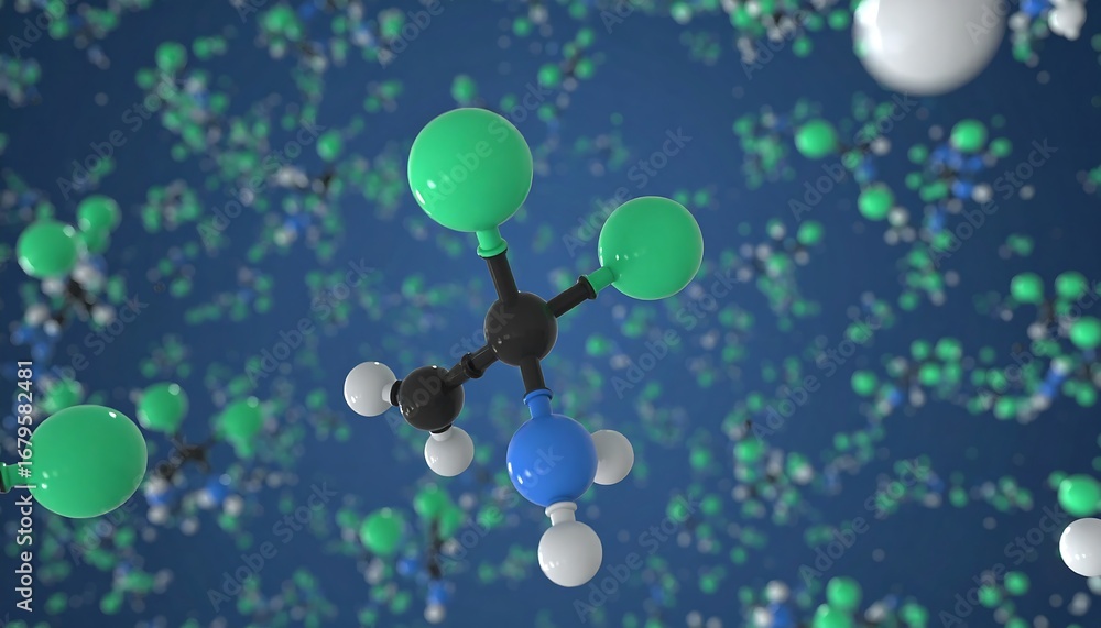Fototapeta premium 3D Molecular Model of a Chemical Compound with Atoms and Bonds.