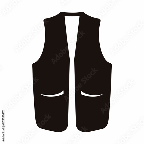 Elegant black vest isolated on a clean white background, a fashionable garment