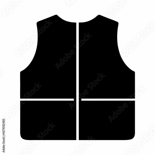 Black sleeveless vest with compartments for tools and accessories silhouette
