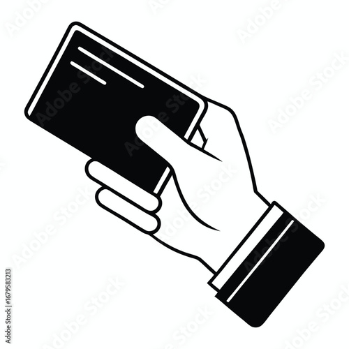 Close up of a person s hand holding a blank credit card or access card for payment or identification