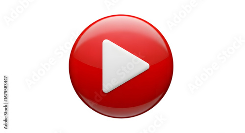 Red play button isolated on transparent background, a symbol for starting media