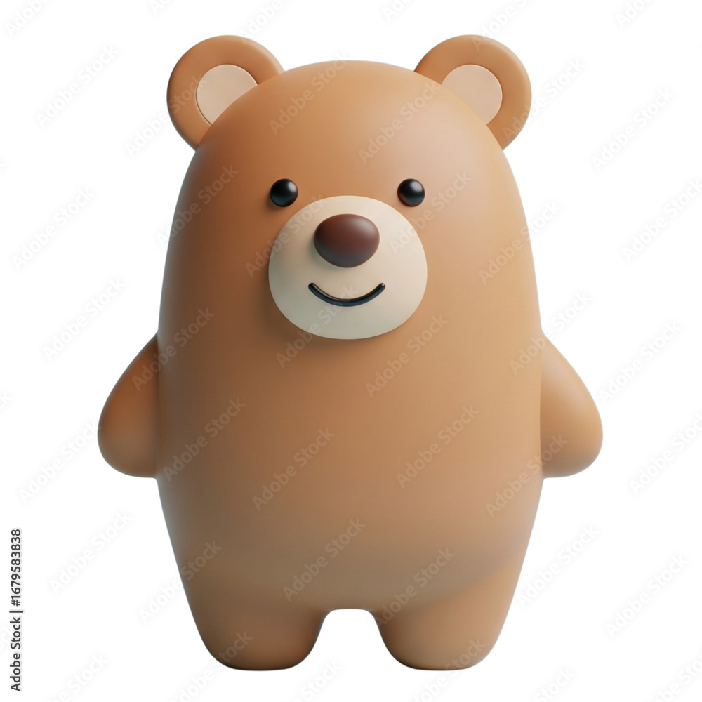 Naklejka premium simple 3d cute brown bear no bnackground