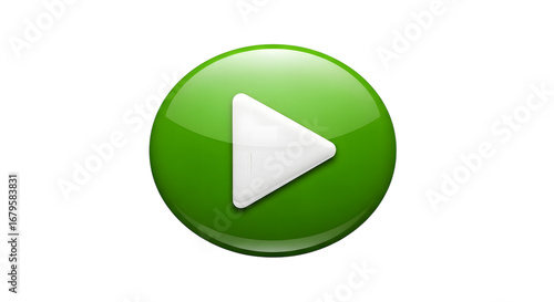 Green play button isolated on transparent background, a symbol for starting media