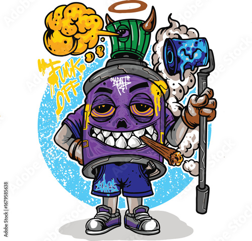 cartoon cans with a spray cans a roll vector 