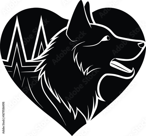 Vector art of striking black and white graphic of a raven or crows head wearing aviator goggles and a helmet, suggesting adventure and speed