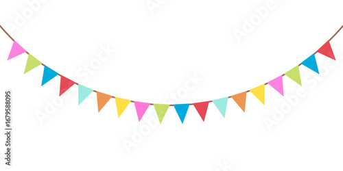 Carnival, party and festival colorful bunting flag banner for decoration on white background. Vector illustration