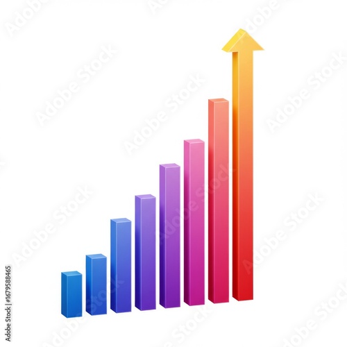 Free Download Vibrant Column Chart Showing Gradual Growth and Upward Trend on White Background - GFXLoad