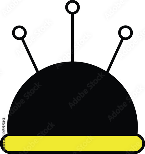 Black silhouette of a pincushion on a transparent background