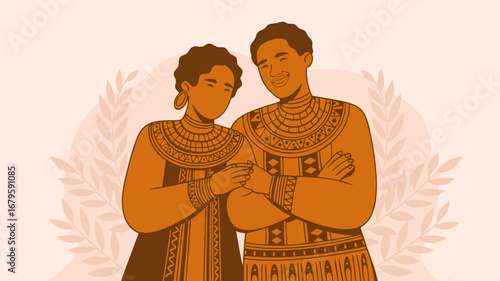 Elegant Indian wedding couple vector illustration celebrating love, tradition, and cultural heritage, perfect for diverse design projects