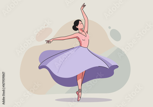 Graceful Ballerina in Motion: An Elegant Dance Illustration.