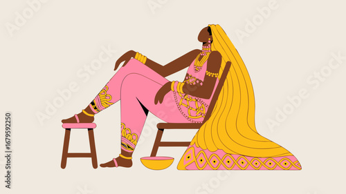 Vibrant Indian wedding couple vector illustration showcasing traditional attire and heartfelt moments, perfect for cultural celebration and marriage designs