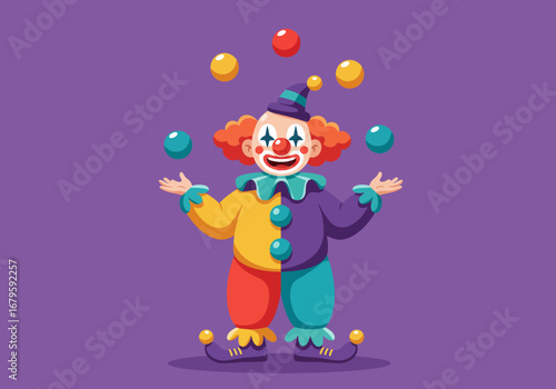 Colorful Clown Juggling Balls Circus Entertainment Illustration.