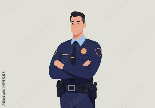 Confident Police Officer Illustration: Law Enforcement Professional.