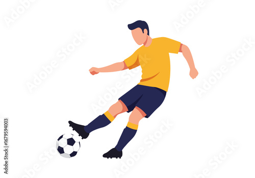 Soccer Player Kicking Ball Illustration.