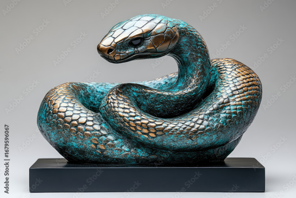 Fototapeta premium Abstract Serpent Curves in Metallic Green Serenity