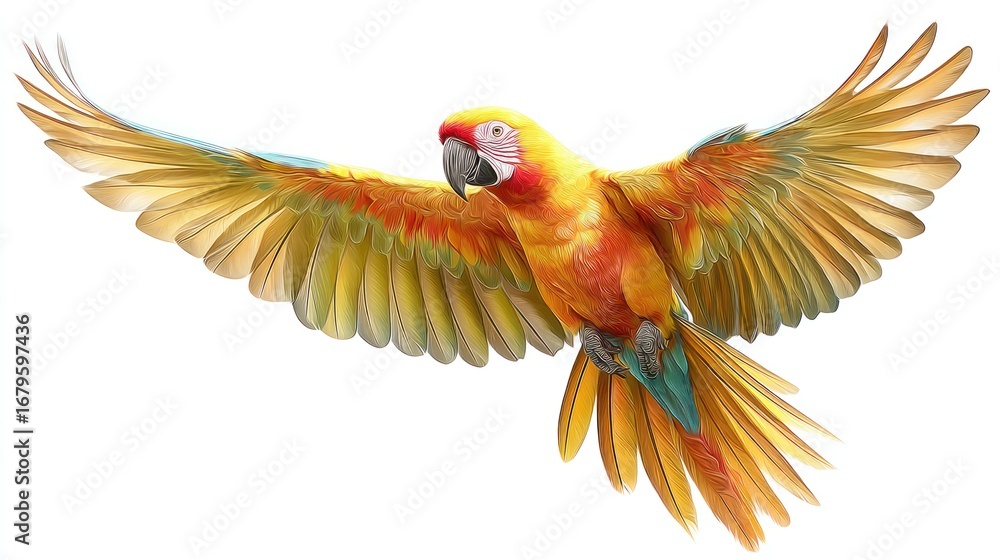 Fototapeta premium Colorful parrot in flight