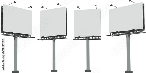 Blank billboard mockup vector illustration with advertising space, outdoor signage, street marketing display, empty hoarding design for promotion, branding, and commercial advertisement template