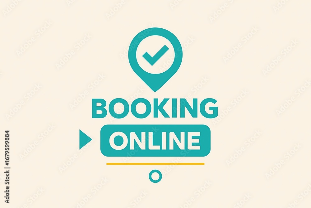 Obraz premium Online booking confirmation with location pin and checkmark icon