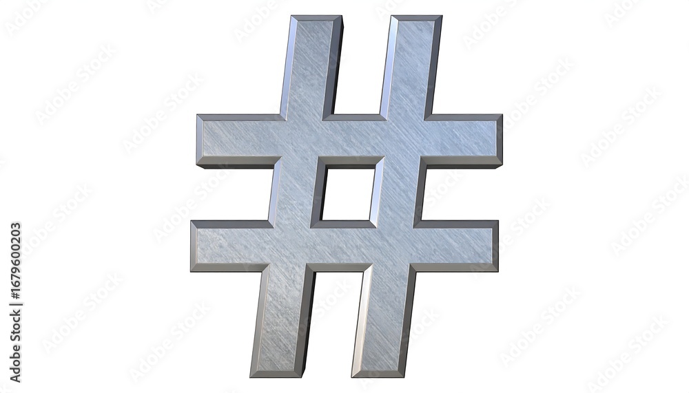 Obraz premium Metallic hashtag symbol