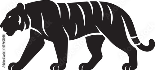 Walking Tiger Vector Silhouette – Wild Big Cat Illustration