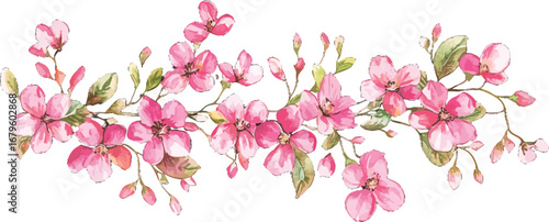 Wallpaper Mural Pink watercolor floral bouquet illustration Torontodigital.ca