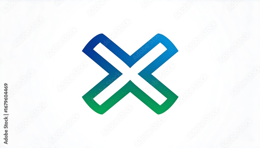 Obraz premium Abstract gradient x mark symbol visual concept for branding identity or creative design project