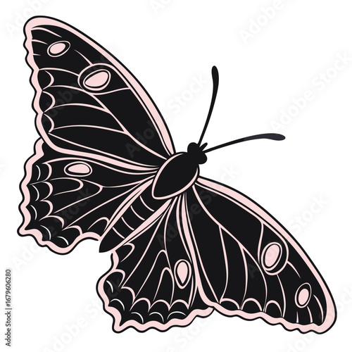 Butterfly wings glowing in neon eclipse silhouette