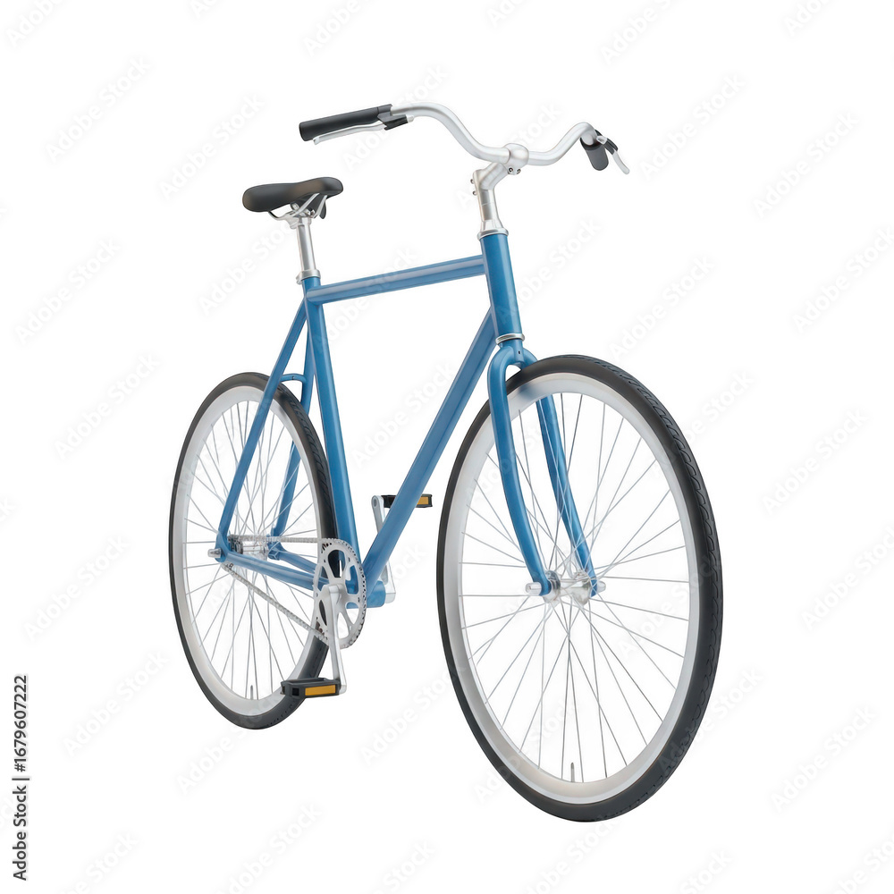 Fototapeta premium 3d rendering of a sleek blue bicycle with minimalist design and chromed details transparent background