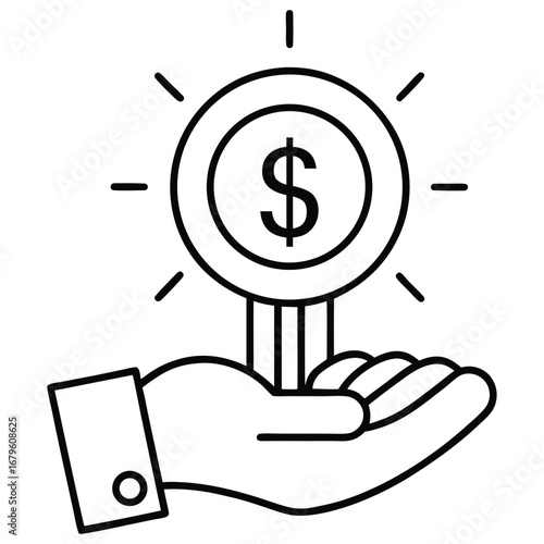 Hand holding a glowing coin with a dollar sign symbolizing financial growth investment and wealth accumulation