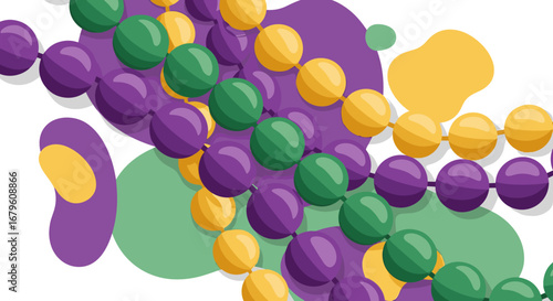 Vibrant Mardi Gras Beads in Purple, Green, and Gold.
