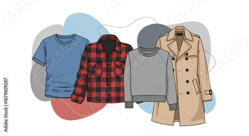 Collection of stylish mens clothing items for various occasions.