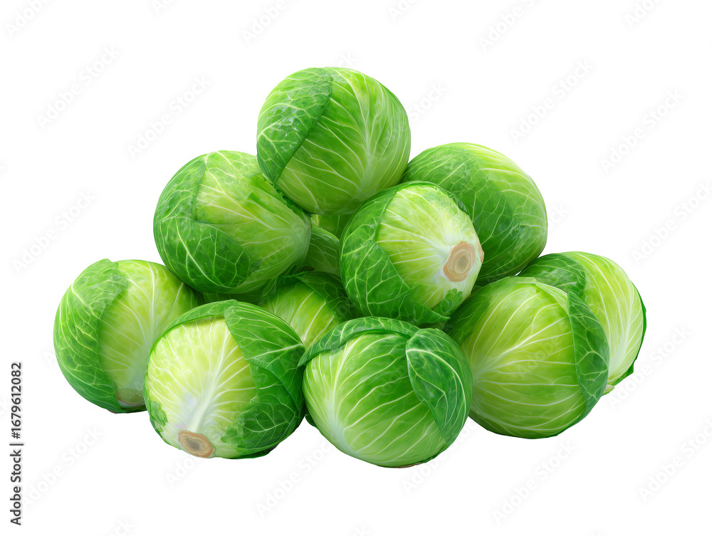 Fototapeta premium Cluster of small cabbage heads food photography fresh produce high-quality detail
