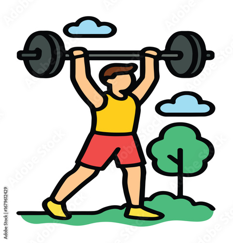 young man lifting weights